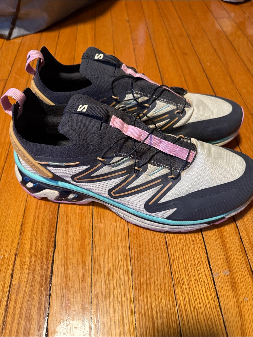 Salomon Men's Black, Pink, Teal and Beige Trail Sneakers